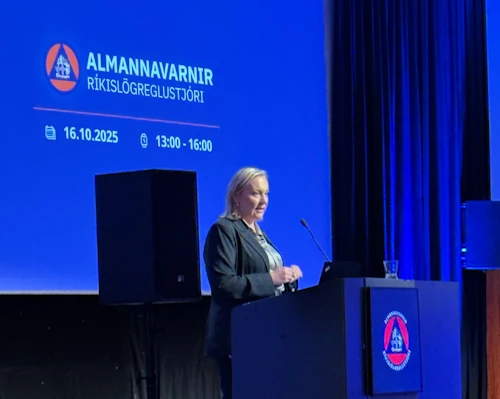 Þorbjörg S. Gunnlaugsdóttir dómsmálaráðherra á árlegri ráðstefnu almannavarnardeildar Ríkislögreglustjóra í dag