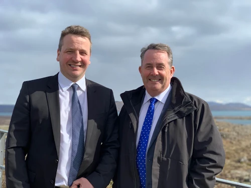 Guðlaugur Þór Þórðarson og Liam Fox á Þingvöllum í dag.