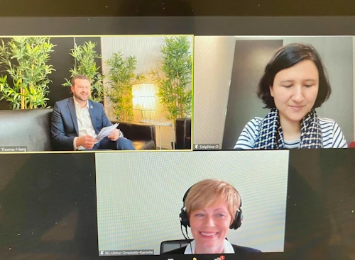 Thomas Friang, forstöðumaður Open Diplomacy-stofnunarinnar, Delphine O, sendiherra og framkvæmdastýra verkefnisins Kynslóð jafnréttis og Unnur Orradóttir Ramette, sendiherra