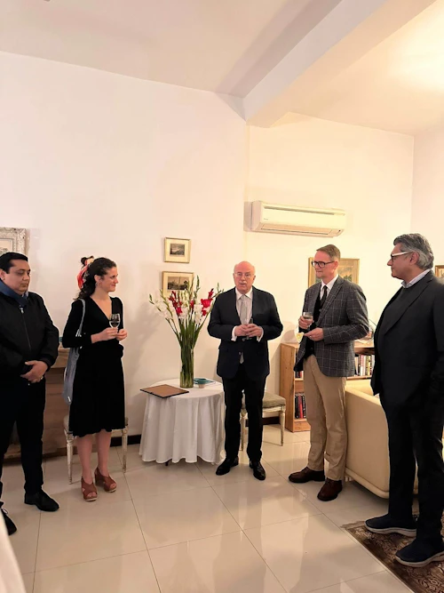 Ambassador Guðni . Ravi, ONGC Energy Centre, Girish Kumar, Office Manager in the Ministry of Renewable Energy, Prasoon Dewan, IIBA Chairman, Kristín Anna Tryggvadóttir, Deputy Chief of Mission  and Rahul Chongtham, Trade Representative. 