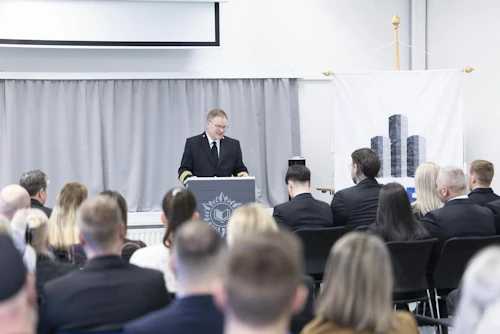 Birgir Jónasson, settur fangelsismálastjóri, við útskriftina síðastliðinn föstudag