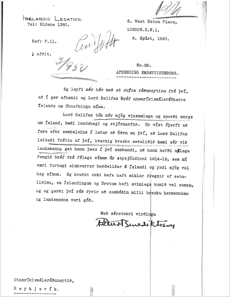 Pétur Benediktssonar lýsir heimsókn sinni til Lord Halifax.