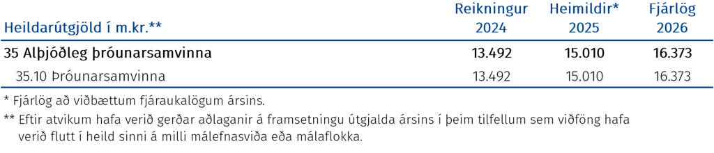 Heildarútgjöld í m.kr.