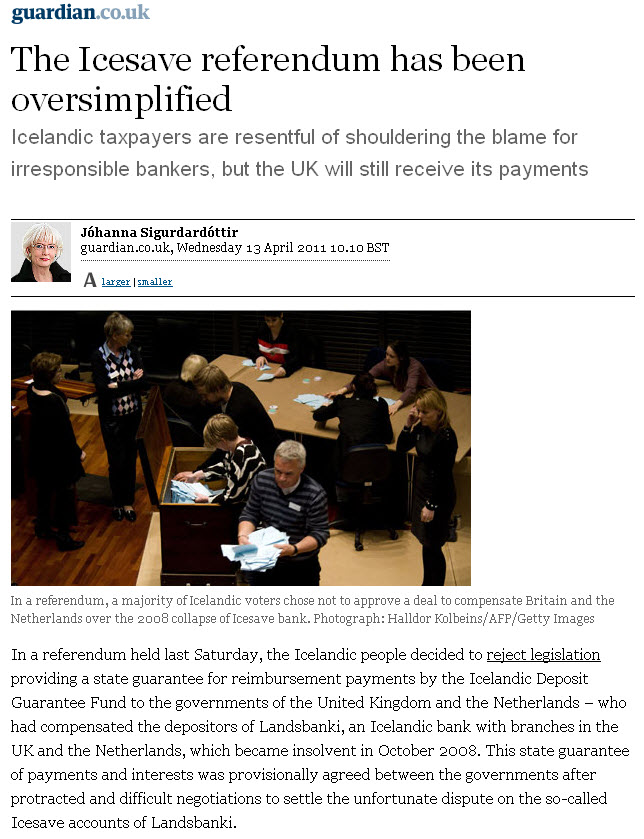 Grein eftir forsætisráðherra í Guardian